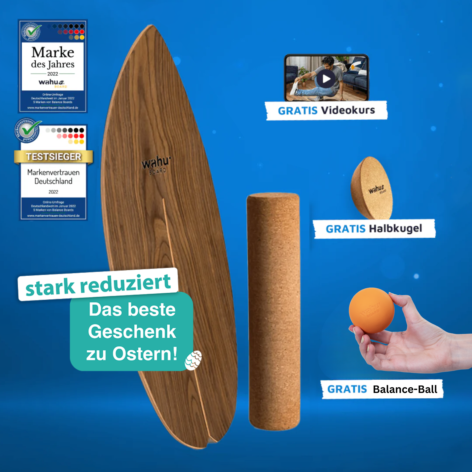 wahu Komplett-Set inkl. Halbkugel, Rolle, Ball & Videokurs