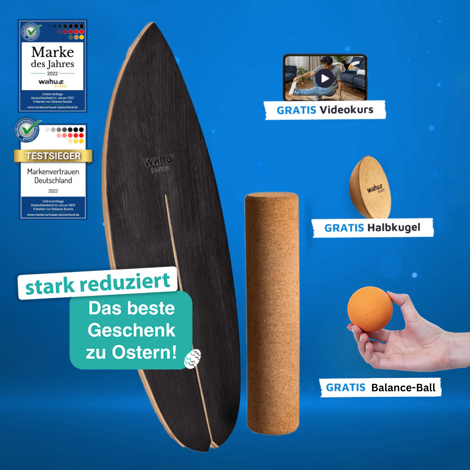 wahu Komplett-Set inkl. Halbkugel, Rolle, Ball & Videokurs