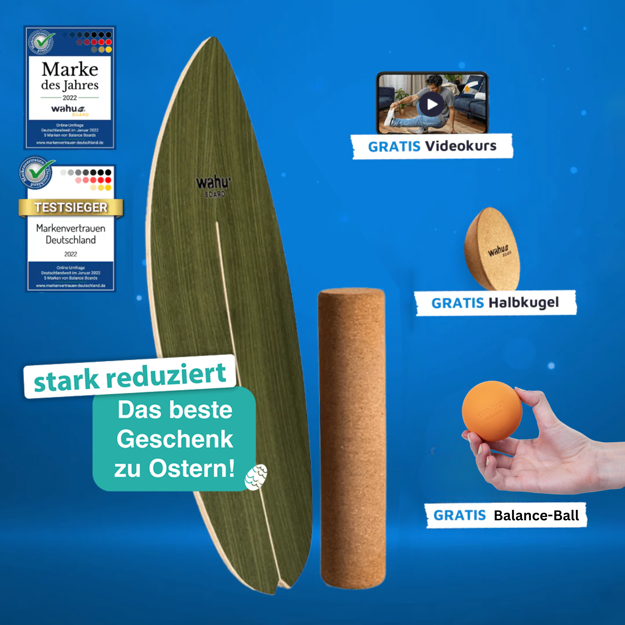 wahu Komplett-Set inkl. Halbkugel, Rolle, Ball & Videokurs