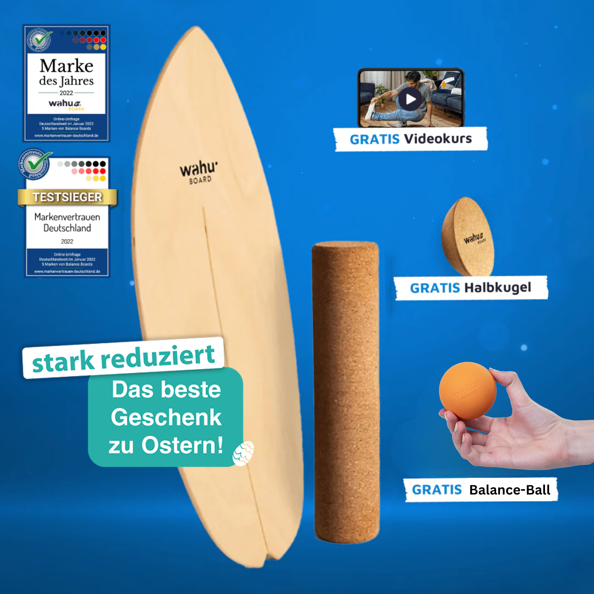 wahu Komplett-Set inkl. Halbkugel, Rolle, Ball & Videokurs